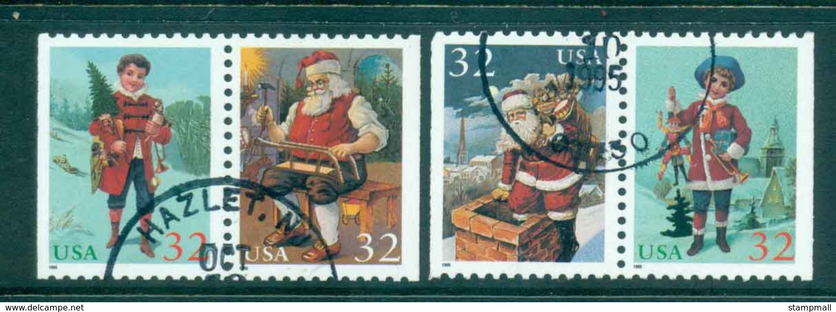 USA 1995 Sc#3004-7 Xmas Children, Santa Ex Booklet 2x Prs FU Lot47955 - Autres & Non Classés