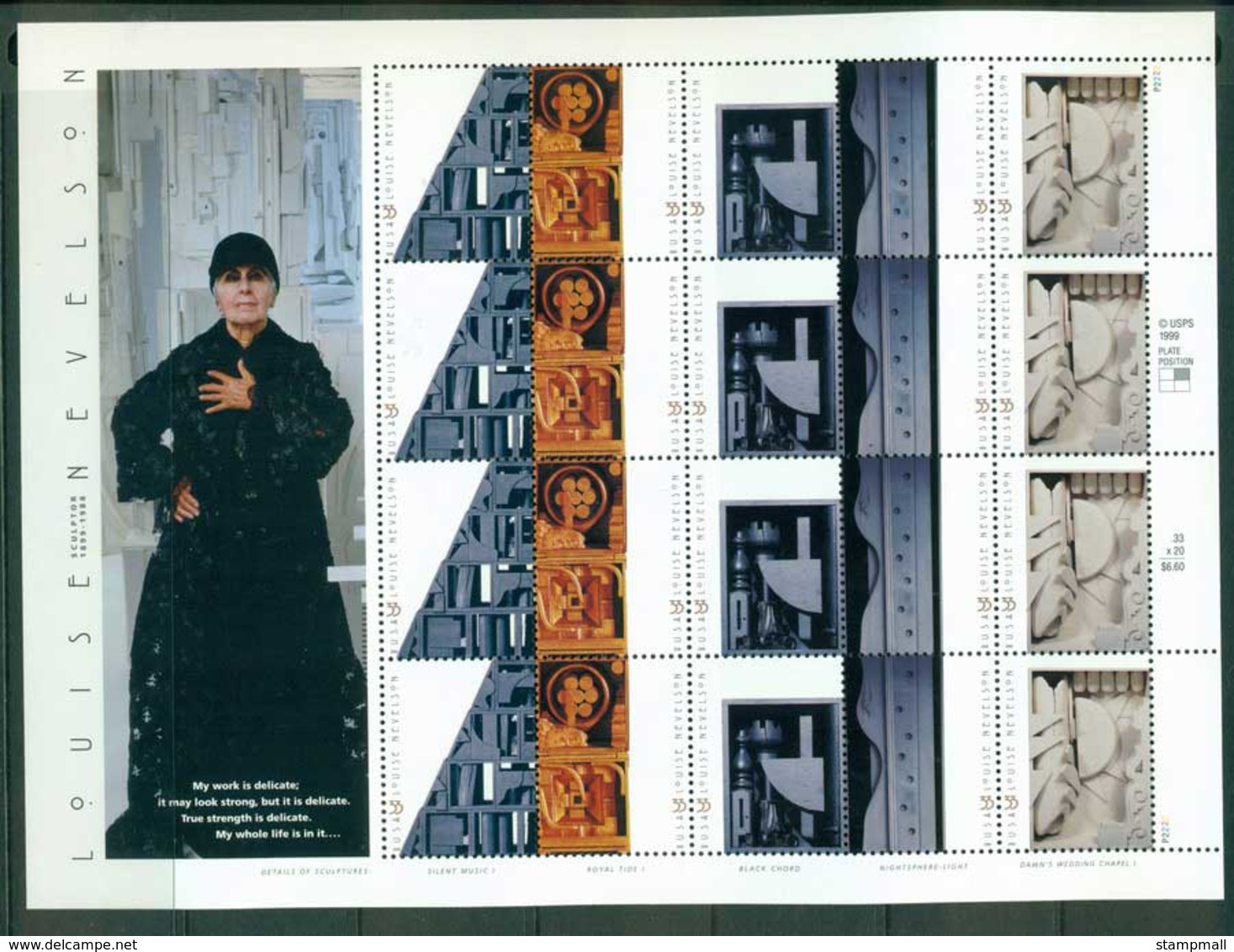 USA 2000 Sc#3379-83 Louise Nevelson Sculptor Sheetlet MUH (lot23244) - Other & Unclassified