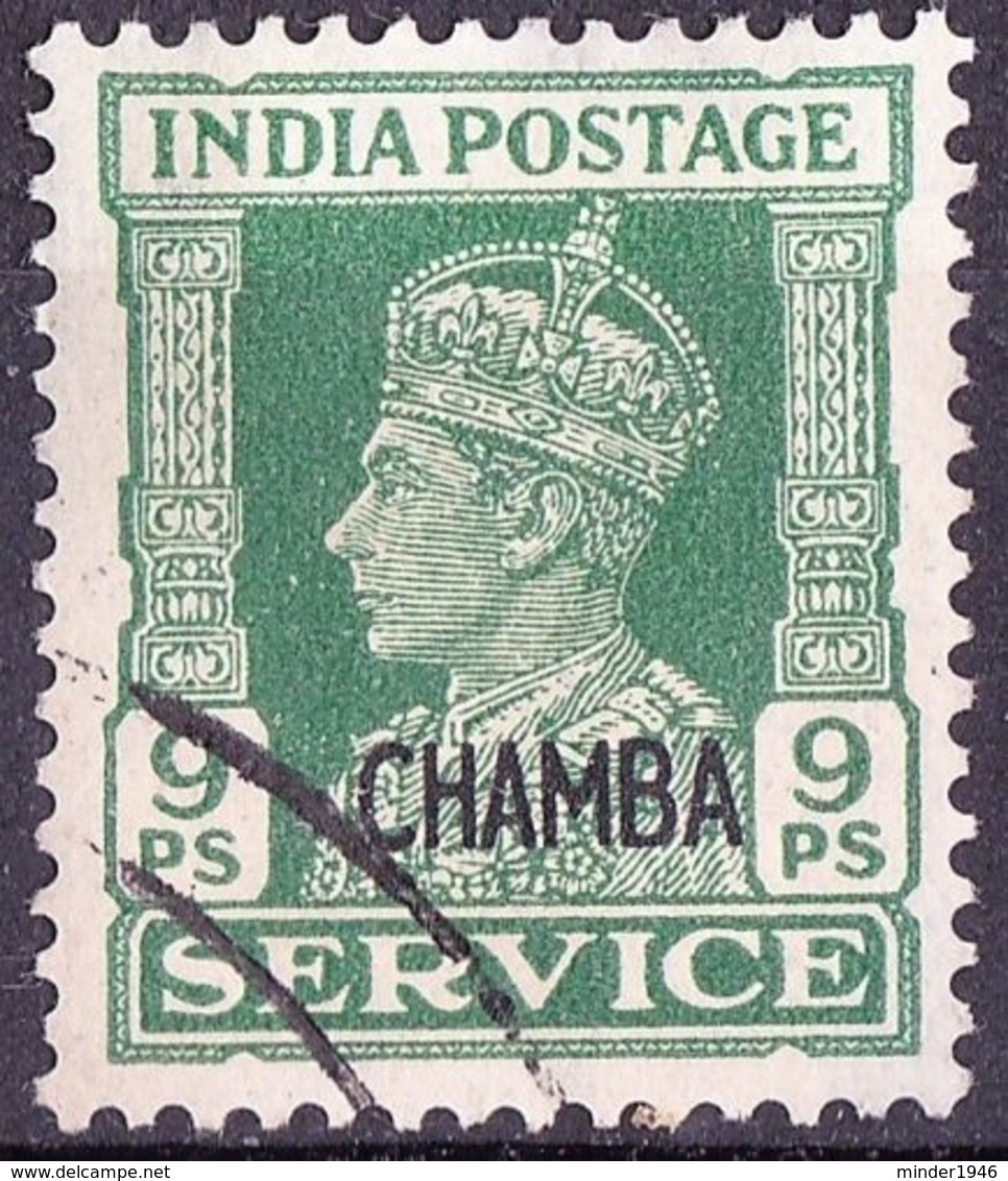 INDIA CHAMBA 1940 KGVI 9pie  Green Service SGO75 VFU - Chamba