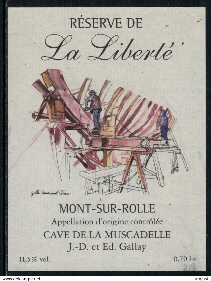 Rare // Etiquette De Vin // Bateau à Voile  // Mont-sur-Rolle, La Liberté - Segelboote & -schiffe