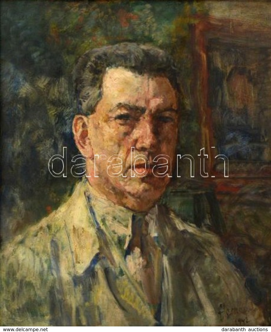 Herman Lipót (1884-1972): Önarckép 1942. Olaj, Vászon, Jelzett, Fa Keretben, 60×50 Cm - Other & Unclassified