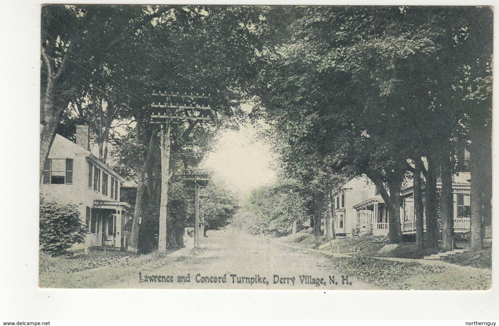 DERRY VILLAGE, New Hampshire, USA, Lawrence & Concord Turnpike, Pre-1920 N E Paper Postcard - Derry Village