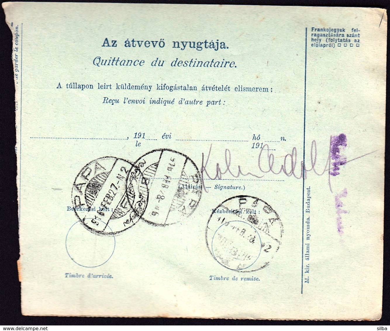 Hungary Tiszafured 1916 / Parcel Post, Postai Szallitolevel, Bulletin D' Expedition / To Papa - Paquetes Postales