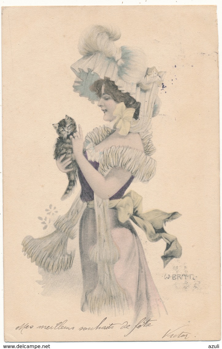 W. BRAUN - Femme Et Chaton, Viennoise A.S.W. - Braun, W.