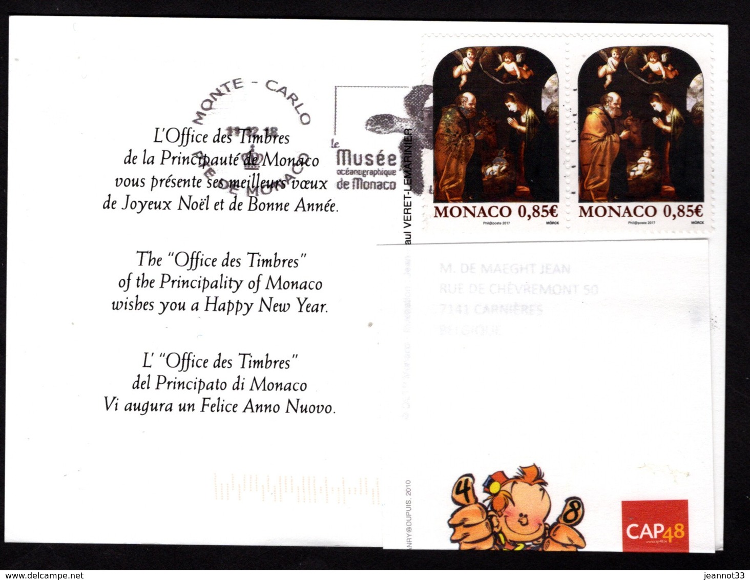 Monaco  - Timbres De NÖEL 2018 Sur Carte Postale - Covers & Documents