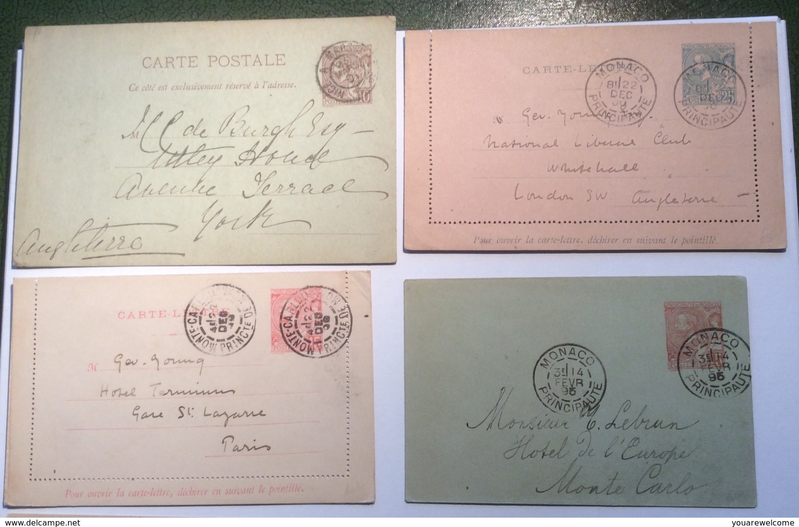 MONACO 1895-1906 8 Entiers Postaux Albert 1er DIFFERENTS Oblit, TB  (cover Entier Postal Postal Stationery - Lettres & Documents