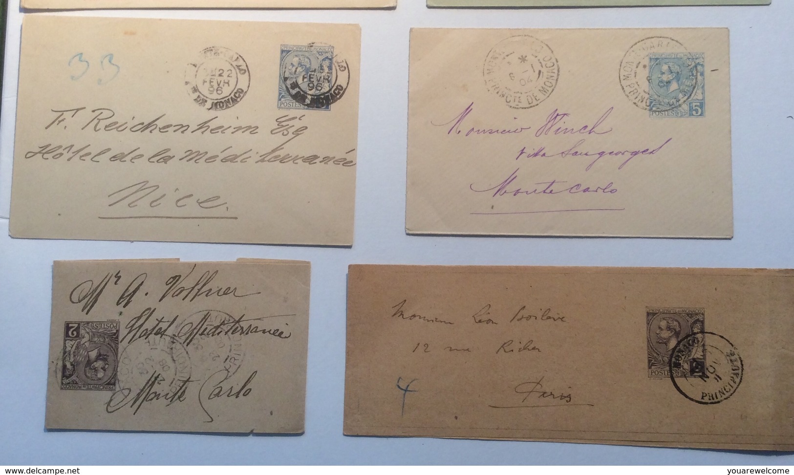 MONACO 1895-1906 8 Entiers Postaux Albert 1er DIFFERENTS Oblit, TB  (cover Entier Postal Postal Stationery - Storia Postale