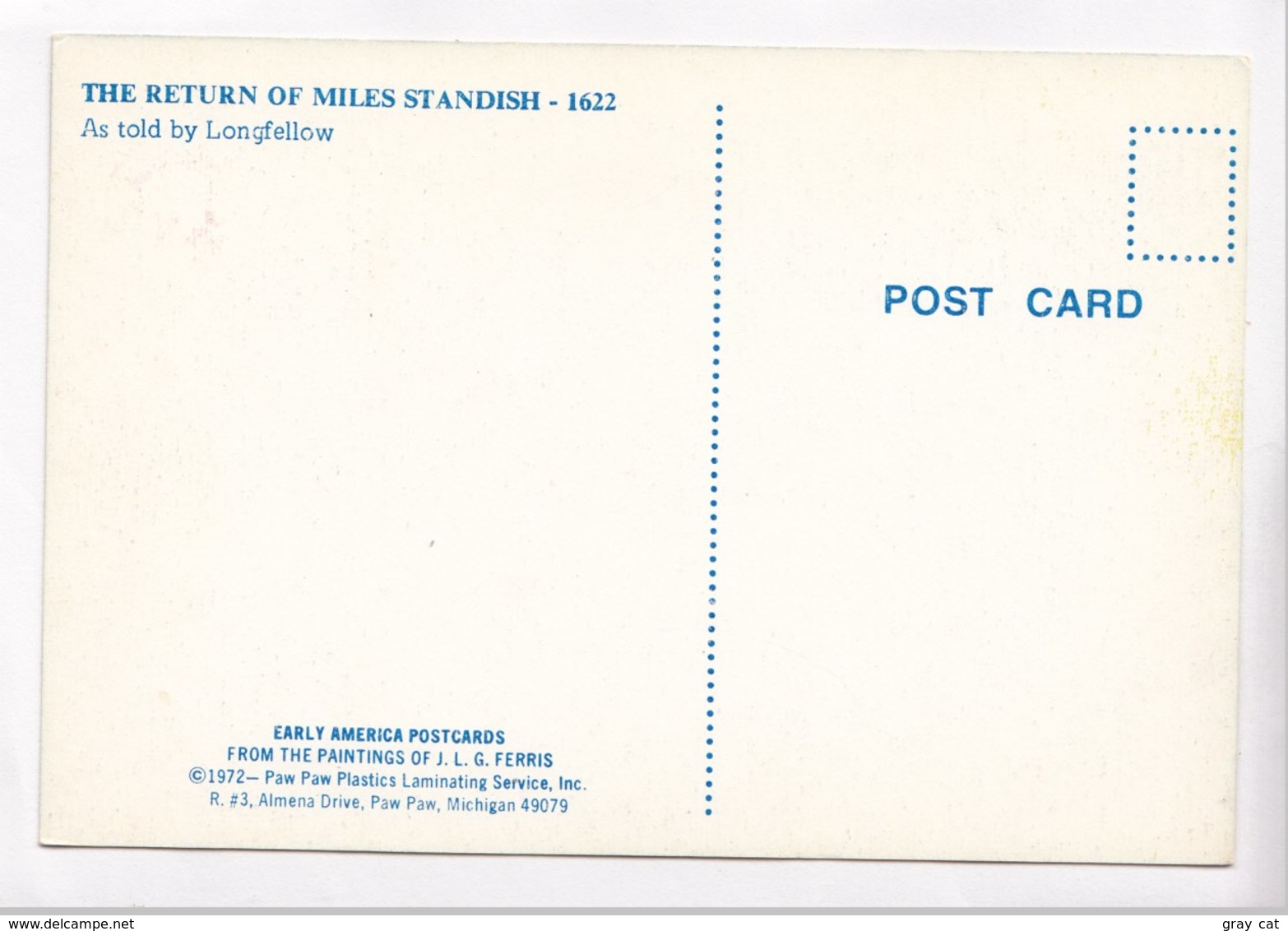 THE RETURN OF MILES STANDISH 1622, As Told By Longfellow, Unused Postcard [22494] - Presidents