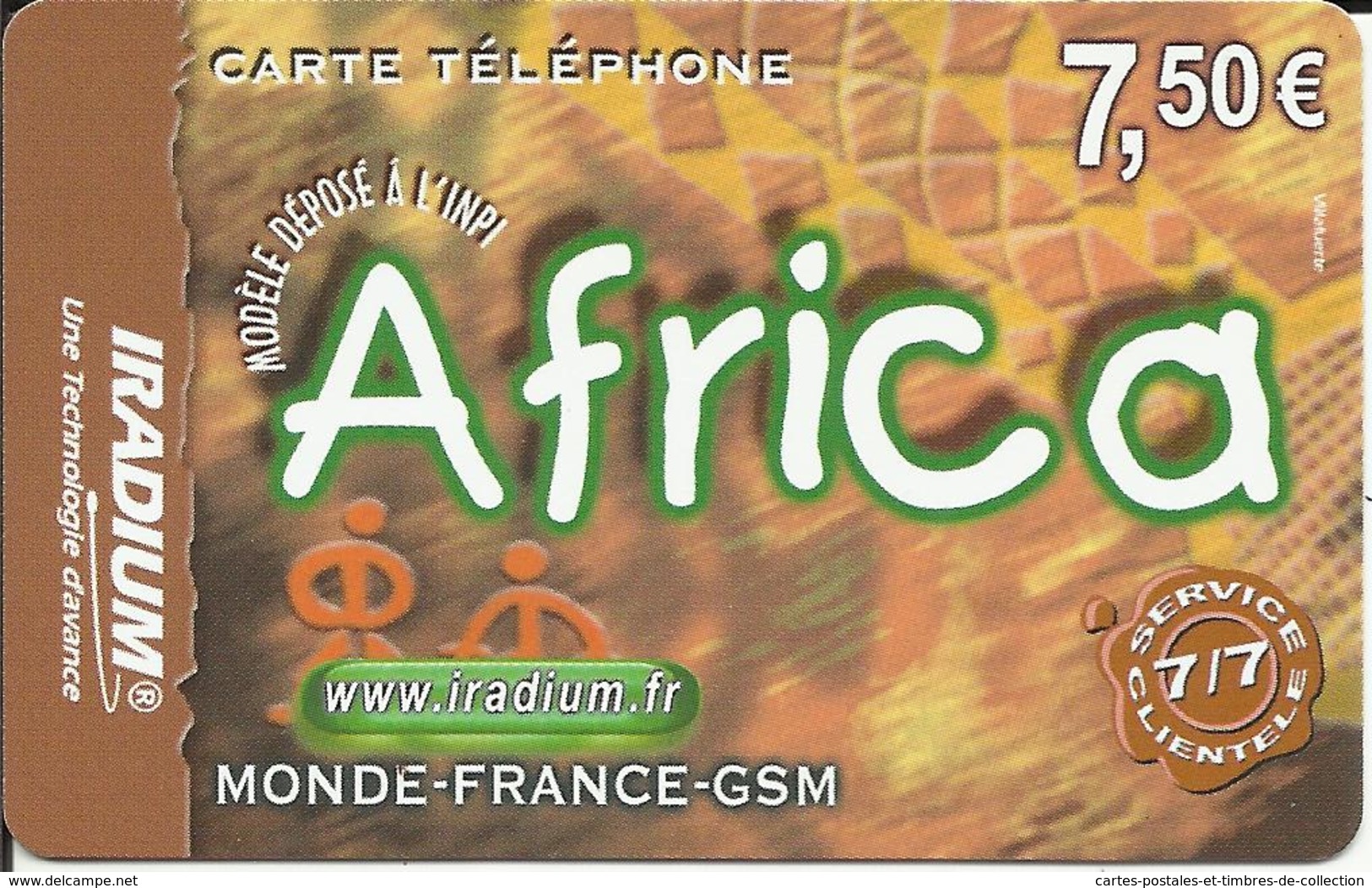 Télécarte 7,50 € , Africa , Monde-France-GSM , N° PRE-FR-1386 , N° Série: A675342594 - Mobicartes (GSM/SIM)