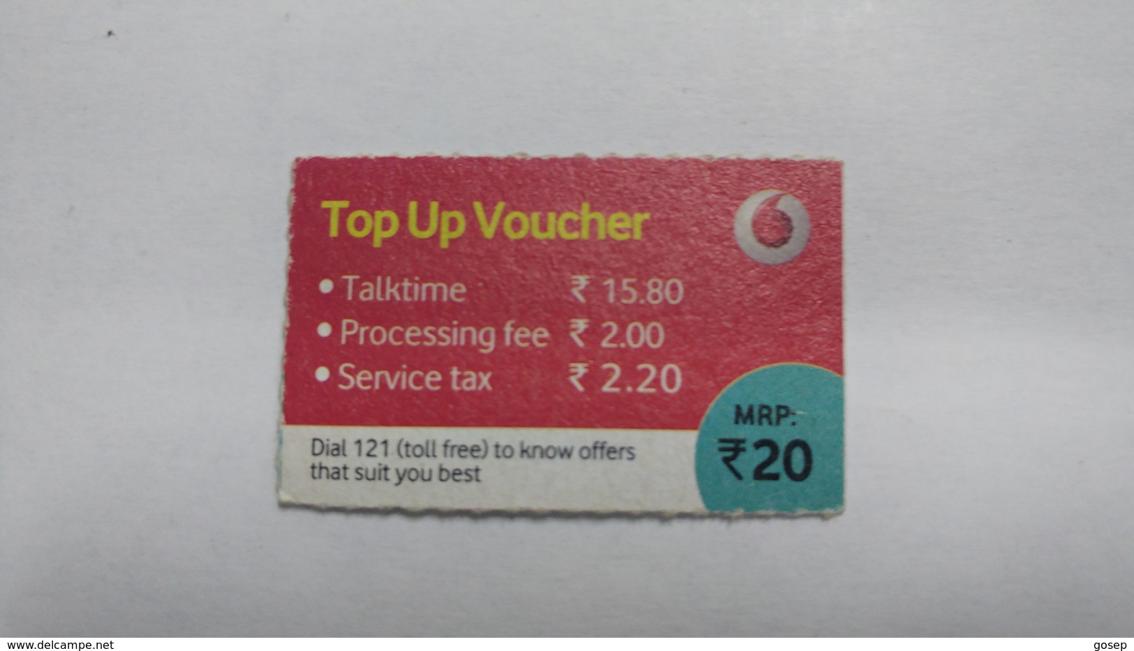 India-top Up Voucher Card-(37d)-(rs.20)-(bangalore)-(6/2015)-used Card+1 Card Prepiad Free - India