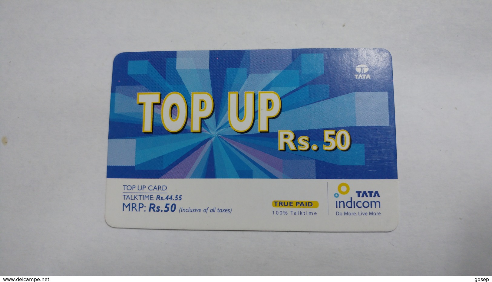 India-top Up-tata Indicom Card-(38g)-(rs.50)-(new Delhi)-(talk Time)-used Card+1 Card Prepiad Free - India