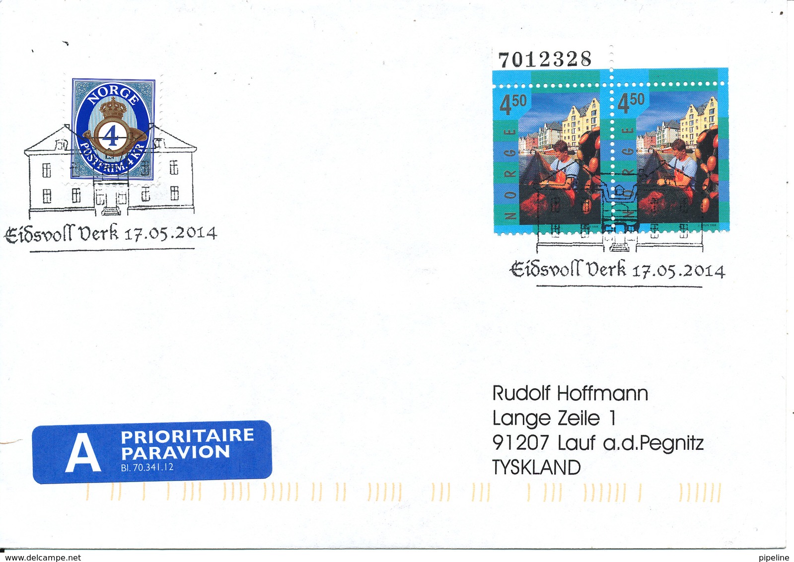 Norway Cover Eidsvoll 17-5-2014 (Eidsvoll Verk) - Lettres & Documents