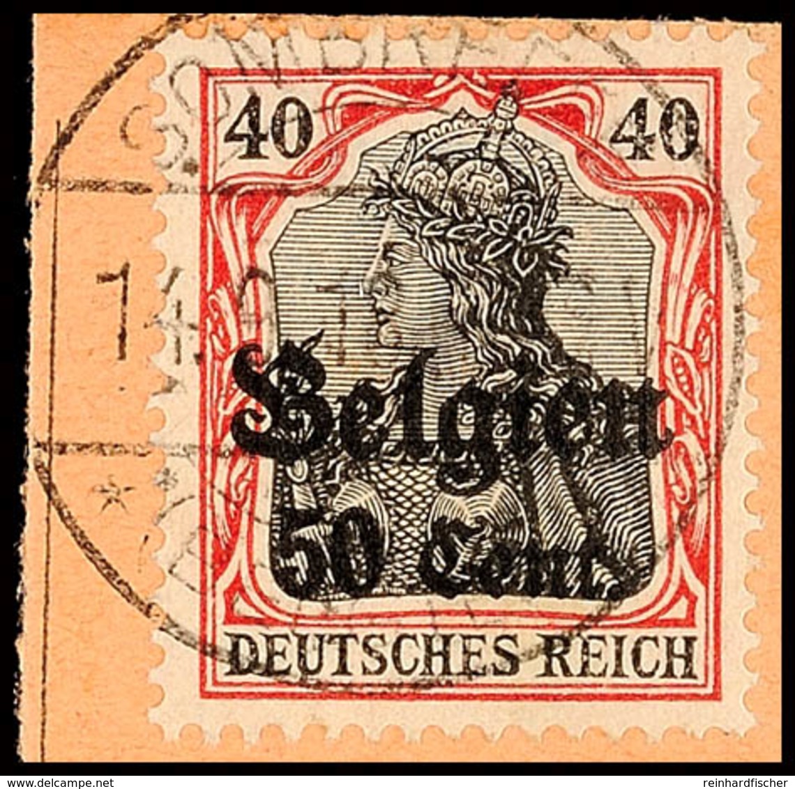 "SOMBREFFE 14.9.18", Klar Und Zentr. Auf Postanweisungsausschnitt 50 C., Katalog: 20 BS - 1. WK
