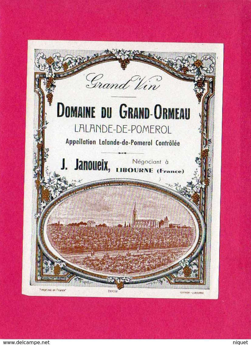 Etiquette Vin, Domaine Du Grand-Ormeau, Lalande-de-Pomerol - Lots & Sammlungen