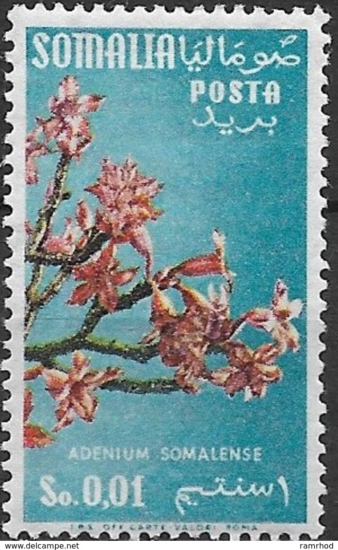 SOMALIA 1955 Floral Designs - 1c Adenium Somalense MH - Somalia