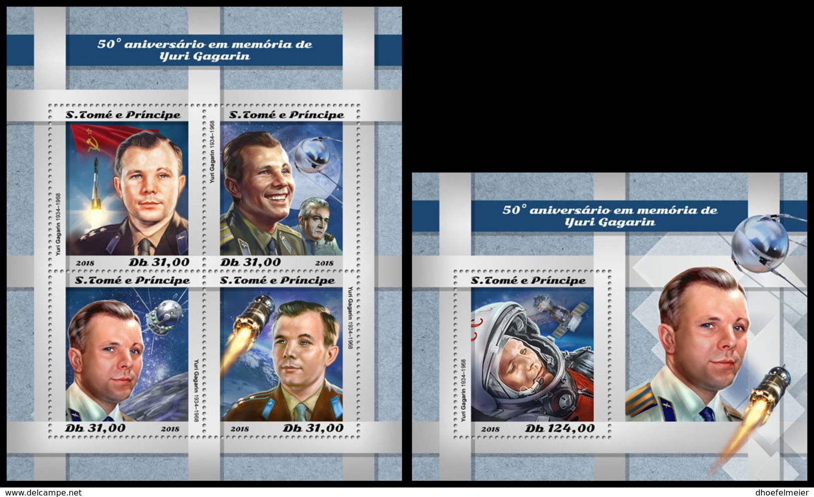 SAO TOME 2018 **MNH Yuri Gagarin Space Raumfahrt Espace M/S+S/S - OFFICIAL ISSUE - DH1850 - Afrika