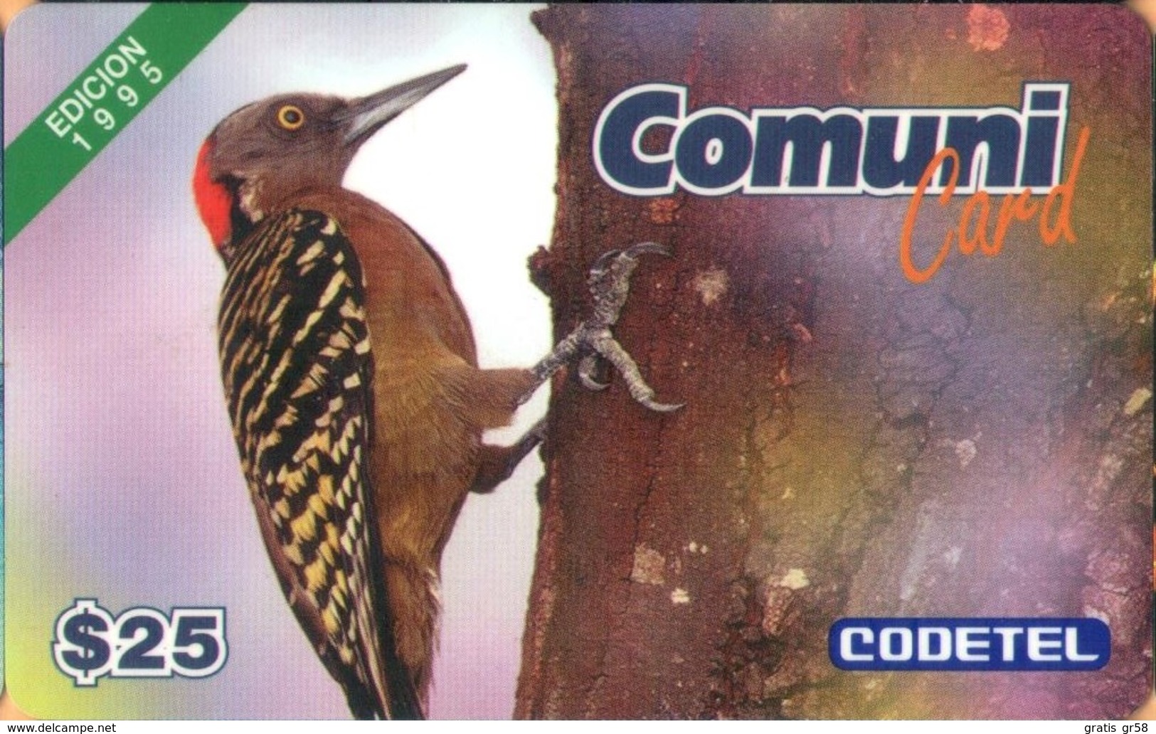 Dominicana - DMC002, El Carpintero, Edition 1995, Birds, 25 $, 1995, Mint / Unused - Dominicana