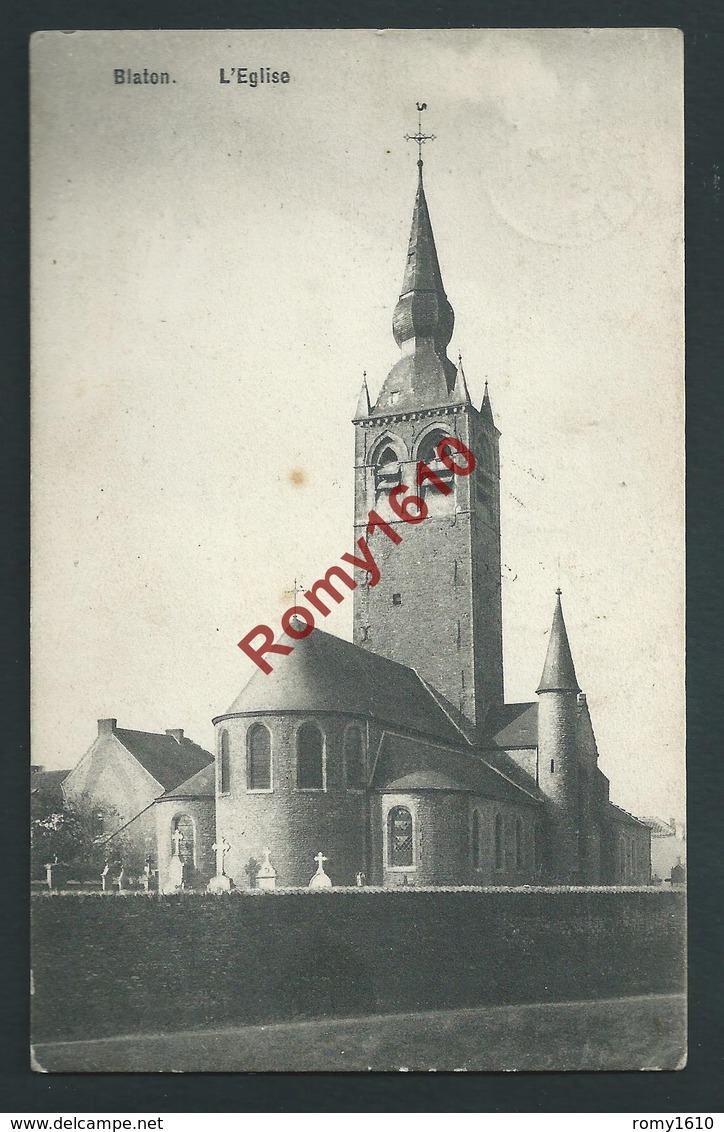 BLATON. (Bernissart) L'Eglise Et Cimetière. Voyagée En 1911. Voir Dos. - Bernissart