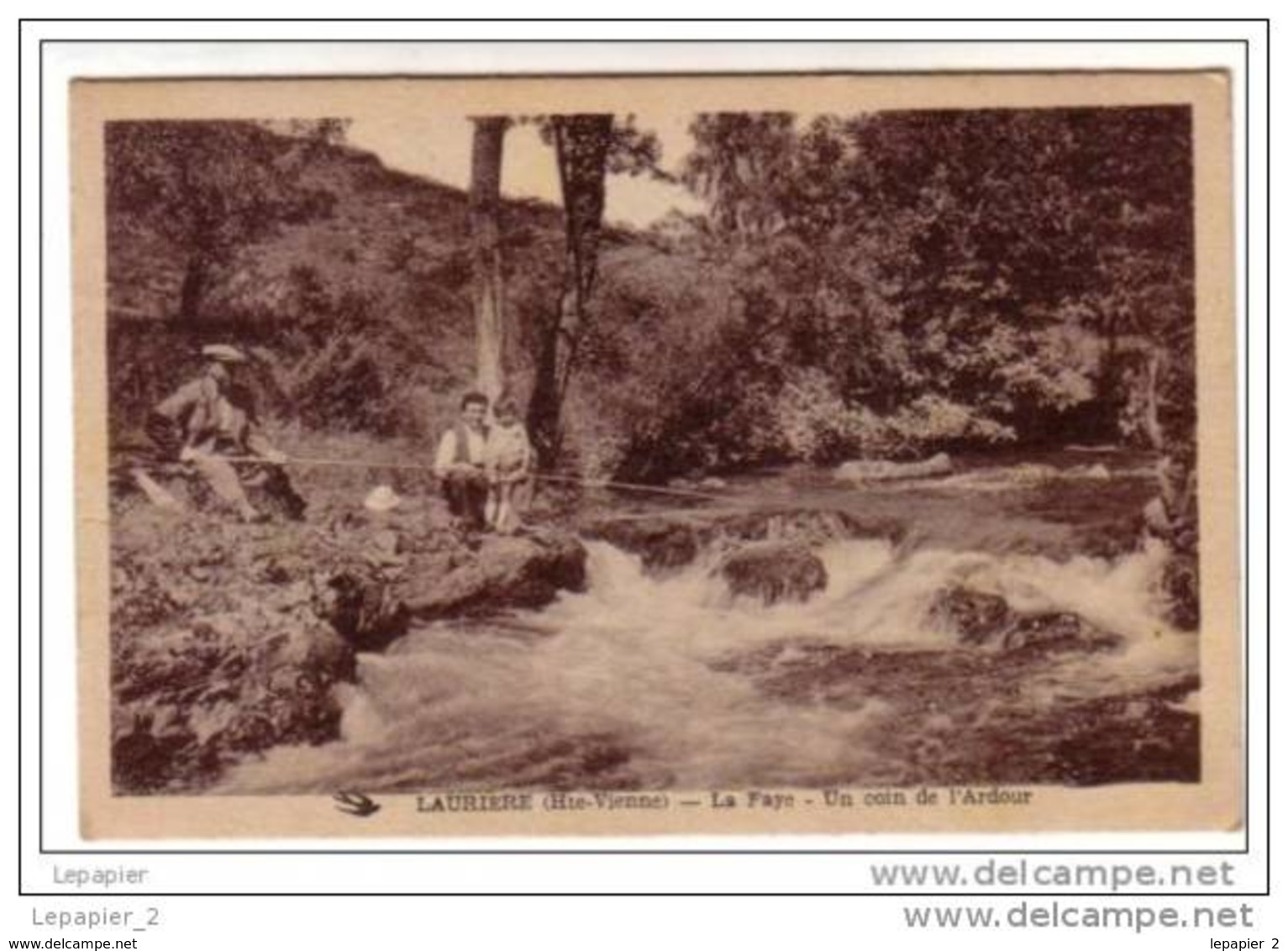 87 LAURIERE La Faye - Un Coin De L&acute;Ardour - Pêcheur CPA Ed Repas - Loubière - Lauriere