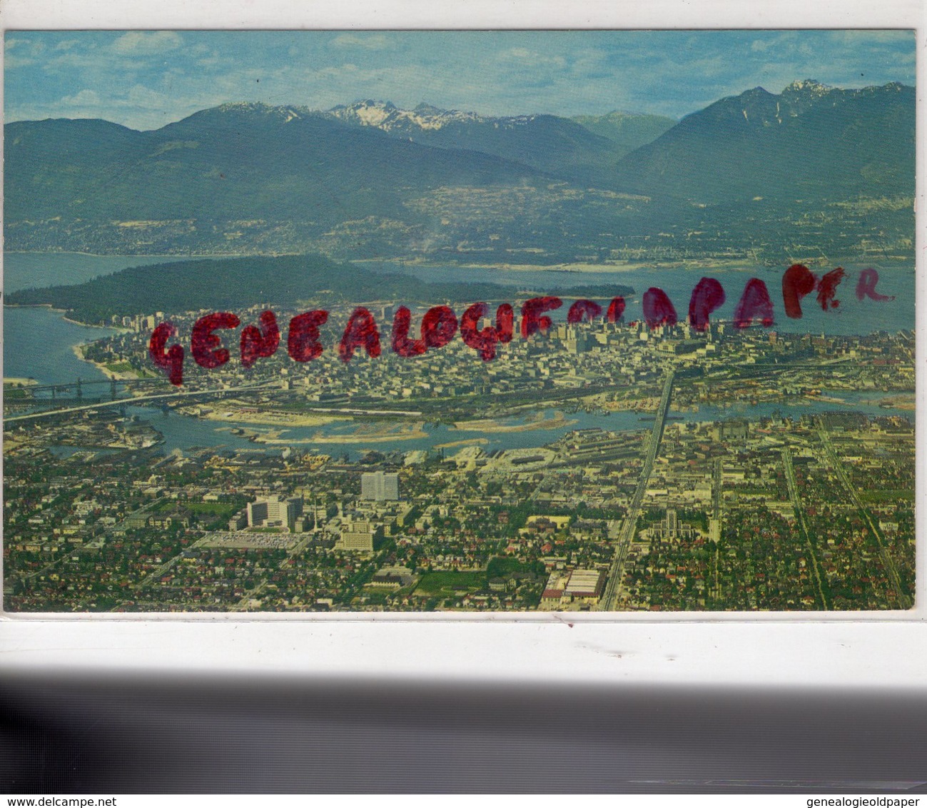 CANADA - VANCOUVER- AERIAL VIEW OF DOWNTOWN HARBOUR & MOUNTAINS - Vancouver