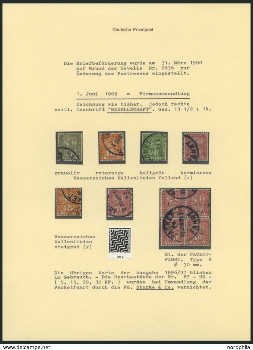 BERLIN B 76-79 O, PACKETFAHRT GESELLSCHAFT: 1904, Gesellschaft, 6 Werte Und Ein Viererblock (Mi.Nr. 79), Fast Nur Pracht - Private & Local Mails