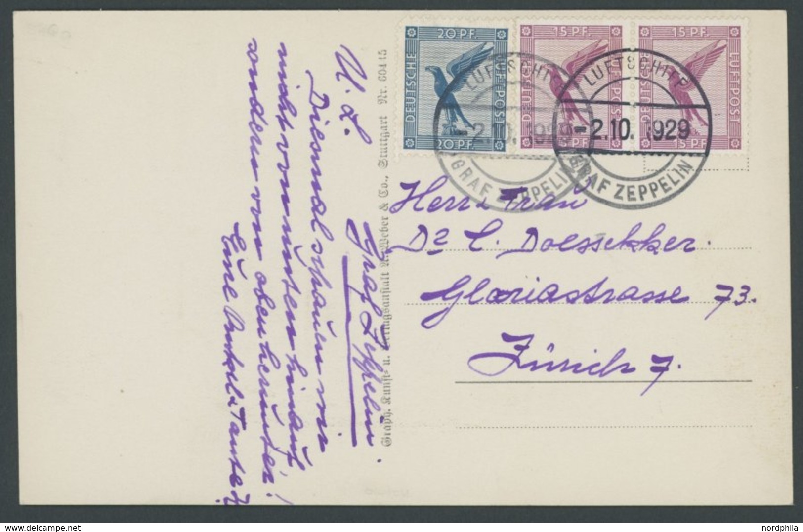 ZEPPELINPOST 39g BRIEF, 1929, 4. Schweizfahrt, Bordpost, Ohne Ankunftsstempel, Prachtkarte - Airmail & Zeppelin