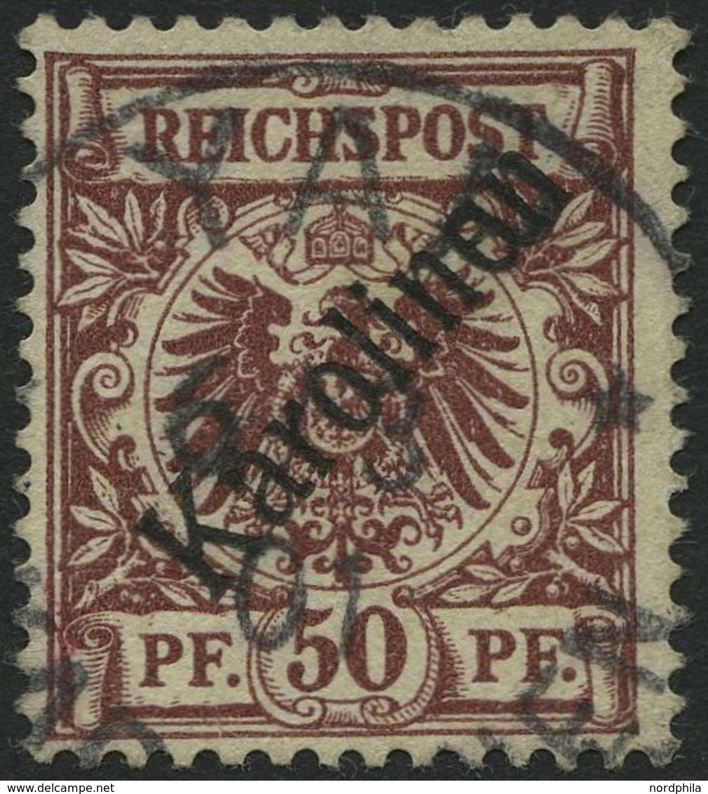 KAROLINEN 6I O, 1899, 50 Pf. Diagonaler Aufdruck, Stempel YAP, Pracht, Fotoattest Jäschke-L., Mi. 1800.- - Caroline Islands