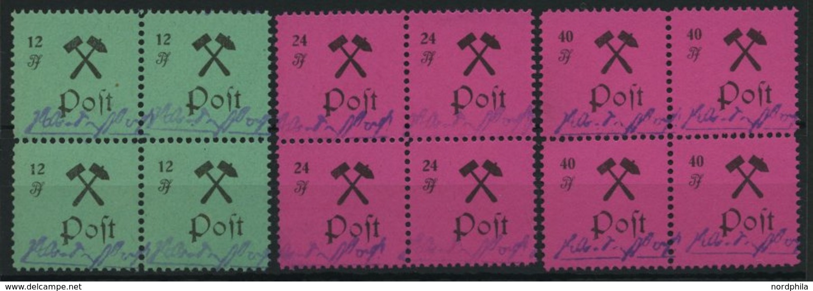 GROSSRÄSCHEN 25-27aI VB **, 1945, 12 - 40 Pf., Type I, In Viererblocks, Pracht, Mi. 760.- - Private & Local Mails