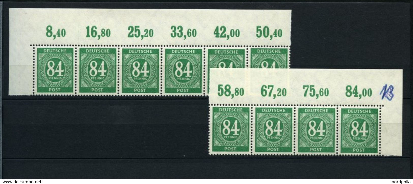 ALLIIERTE BES. 911-36 **, 1946, 1 - 84 Pf. Ziffer, Partie Oberrandstreifen, Pracht, Mi. 600.- - Other & Unclassified