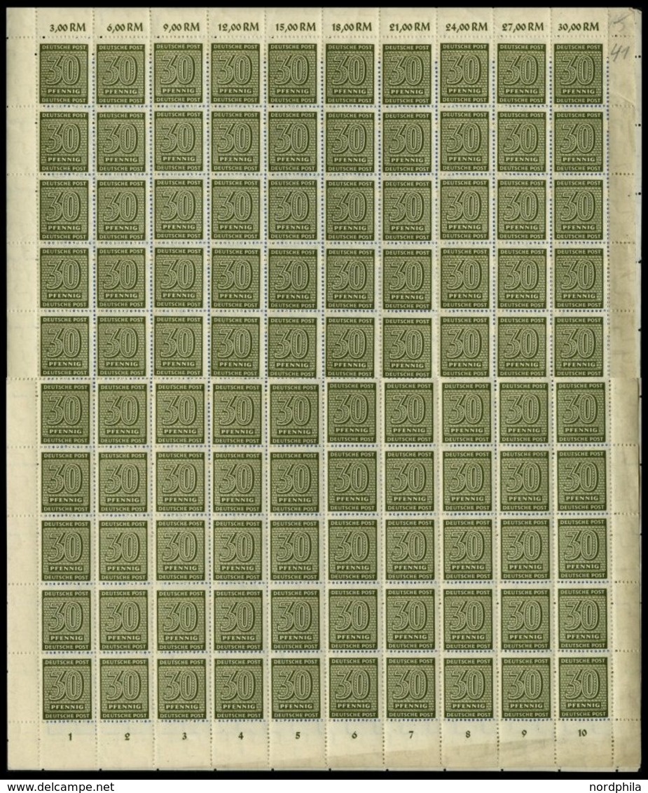 WEST-SACHSEN 134/5Y **, 1945, 20 Pf. Mittelblau Und 30 Pf. Oliv, Je Im Bogen (100), Mittig Angetrennt, Pracht, Mi. (200. - Other & Unclassified