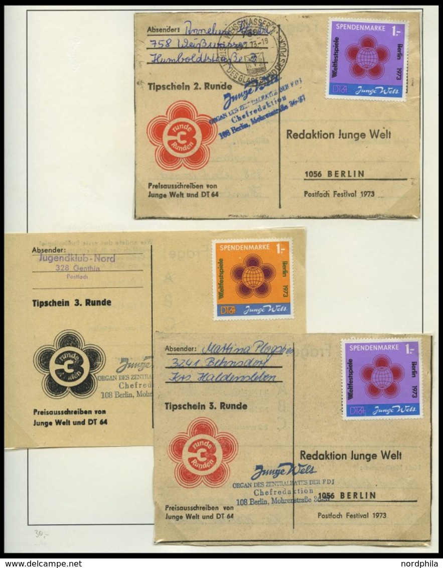 SPENDENMARKEN 1/2 **, BRIEF, 1972/3, 1 M. Spendenmarken, Postfrisch Und Auf 5 Belegen (3x Nr. 1 Und 2x Nr. 2), Pracht, M - Other & Unclassified