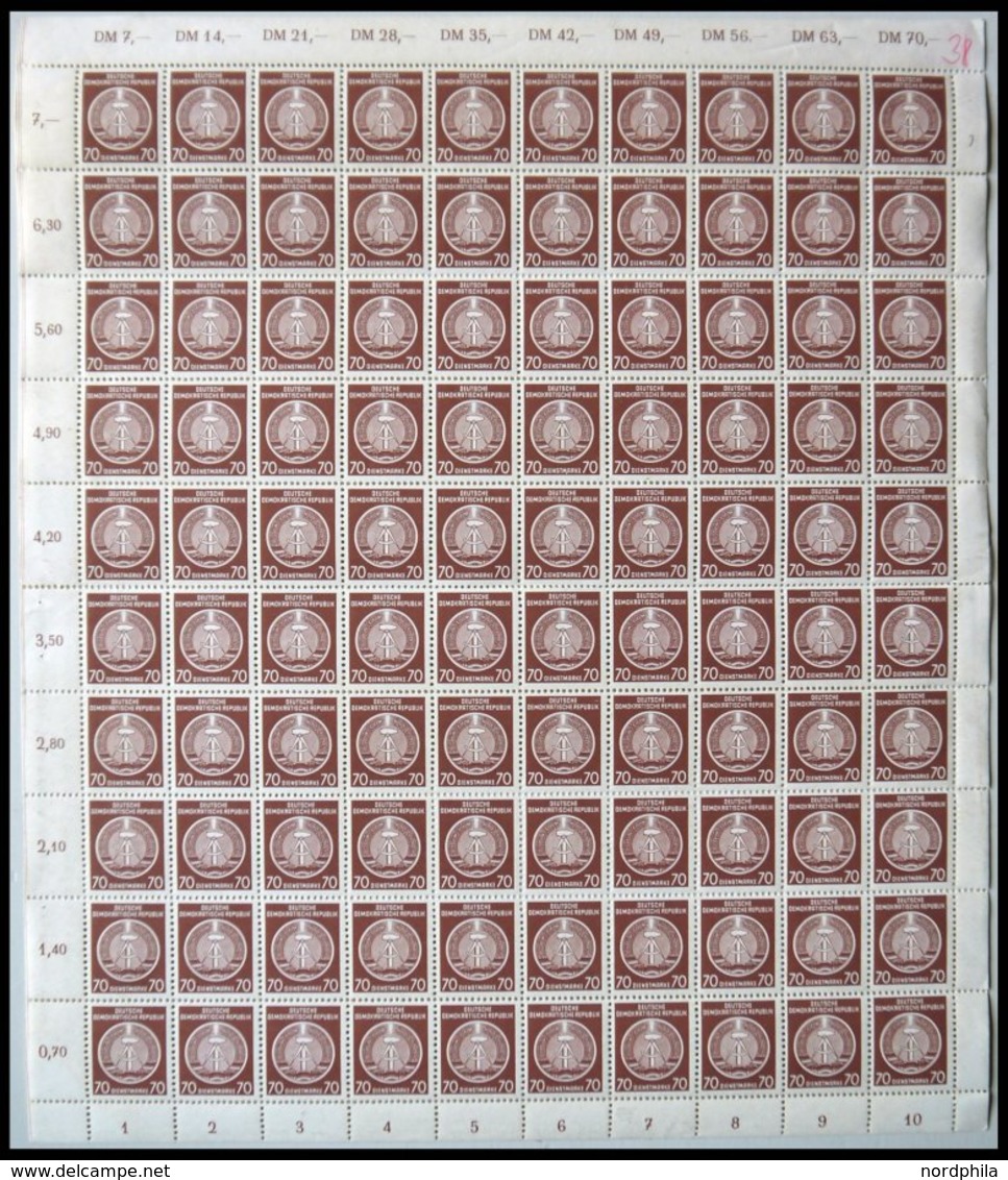 DIENSTMARKEN A D 10,11,14,16 **, 1954, 25, 30, 50 Und 70 Pf. Zirkel Links, Bogen Bzw. In 2 Bogenteilen (bei Nr. 10), Tei - Other & Unclassified