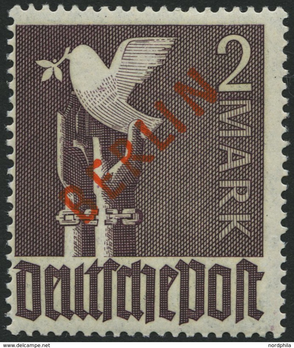 BERLIN 34 **, 1949, 2 M. Rotaufdruck, Normale Zähnung, Pracht, Gepr. U.a. H.D. Schlegel, Mi. 300.- - Other & Unclassified