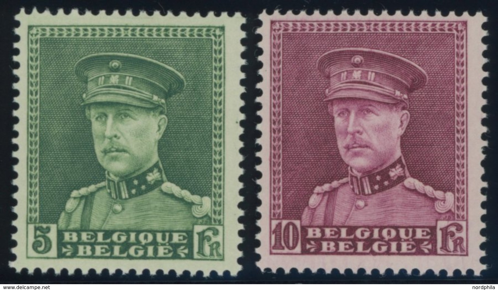 BELGIEN 312/3 **, 1931, 5 Und 10 Fr. König Albert I Mit Schirmmütze, Postfrisch, 2 Prachtwerte, Mi. 290.- - Otros & Sin Clasificación