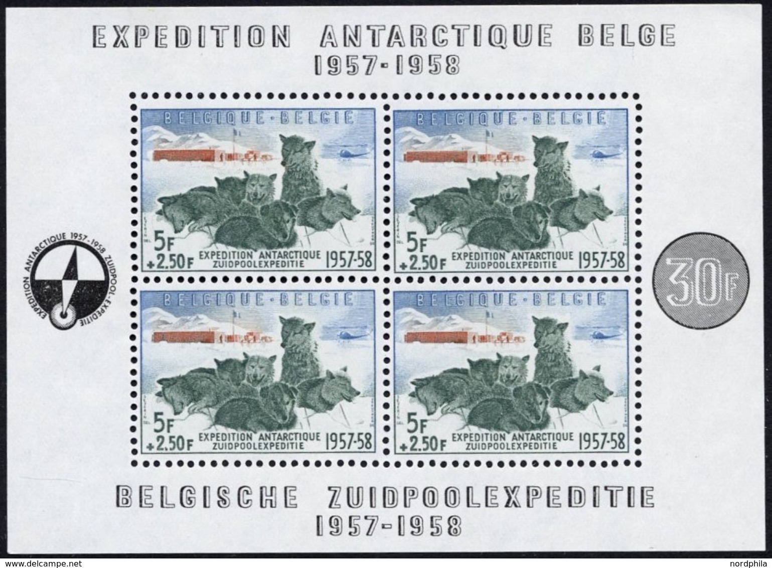 BELGIEN Bl. 25 **, 1957, Block Südpolexpedition, Pracht, Mi. 150.- - Autres & Non Classés