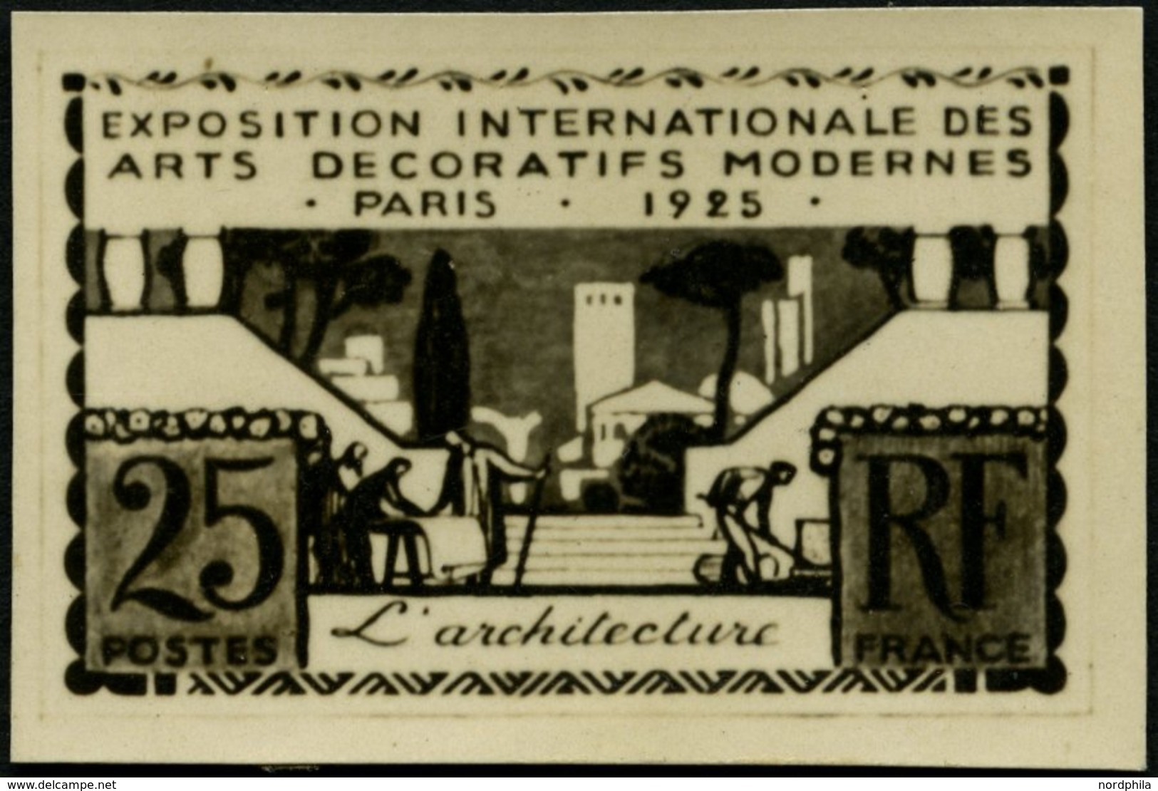 FRANKREICH 179P (*), 1925, 25 C. Schlossterrasse, Ungezähntes Fotoessay Auf Kartonpapier, Pracht, R! - Other & Unclassified