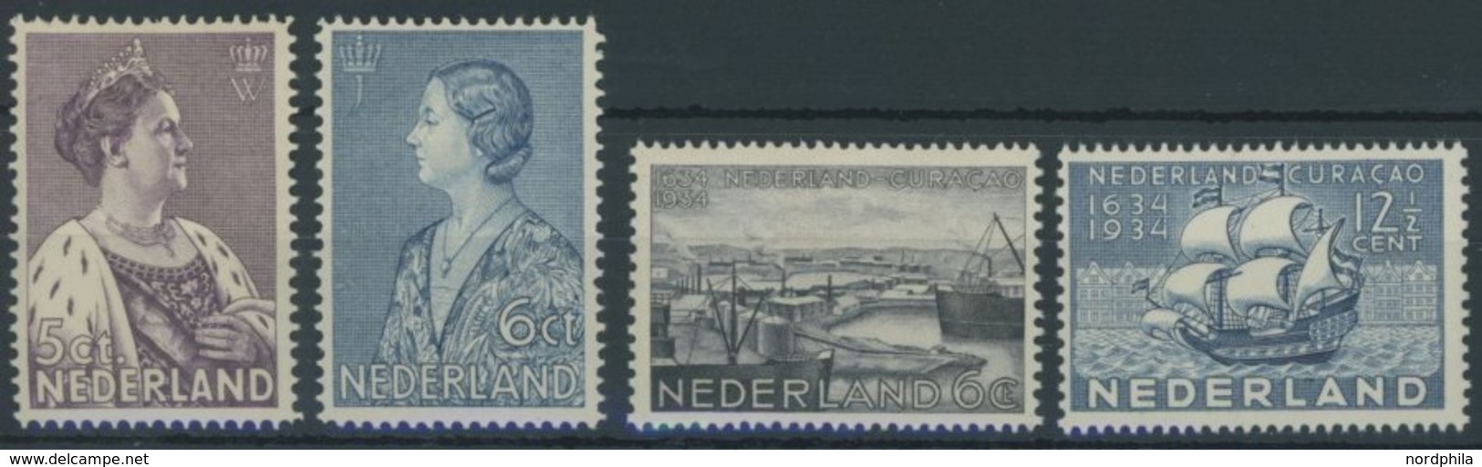 NIEDERLANDE 272-75 *, 1934, Nationales Crisis-Kommitee Und 300 Jahre Zugehörigkeit Curaçaos, Falzrest, 2 Prachtsätze - Netherlands