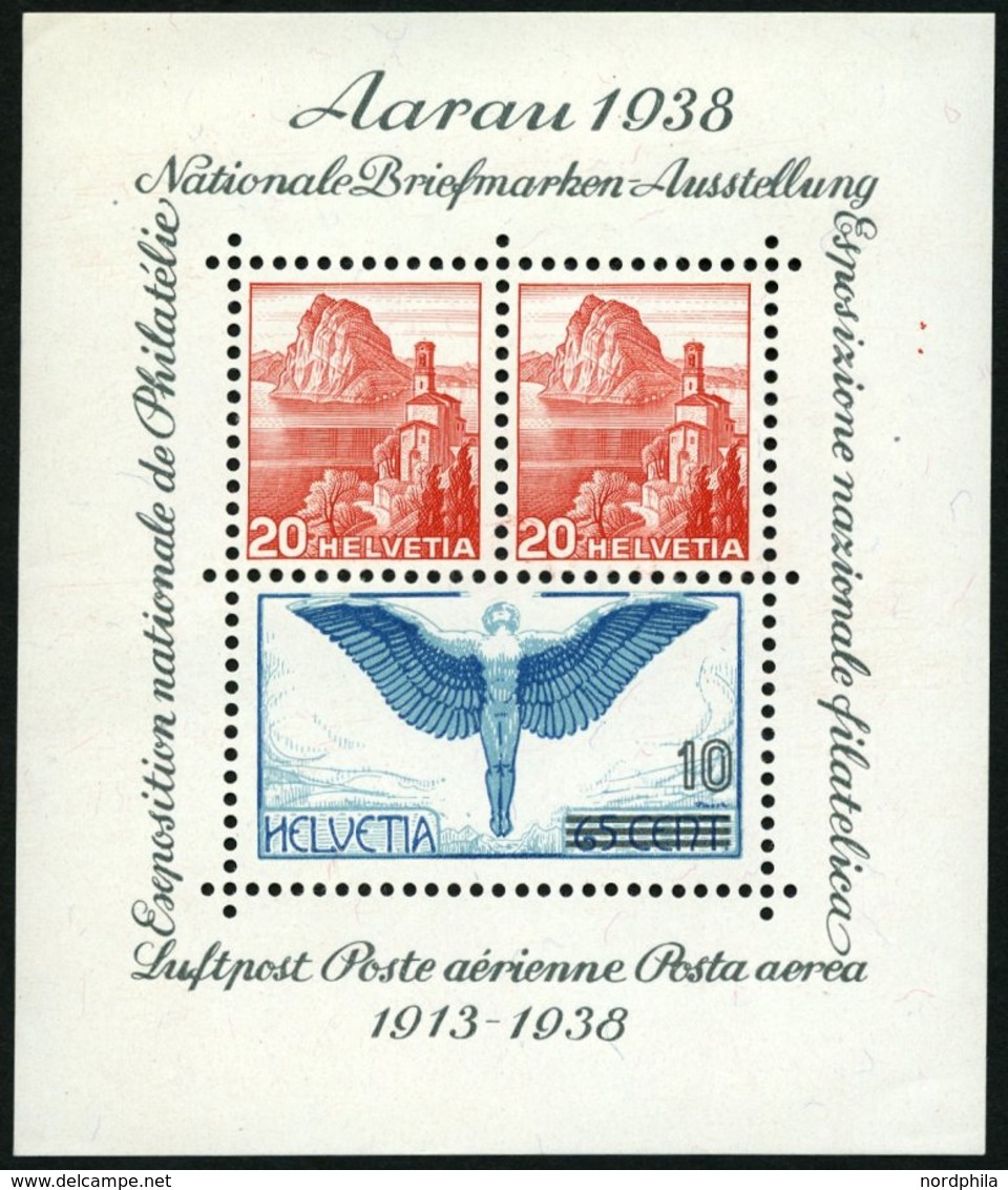 SCHWEIZ BUNDESPOST Bl. 4 **, 1934, Block Aarau, Kaum Sichtbarer Eckbug, Pracht, Mi. 75.- - Otros & Sin Clasificación