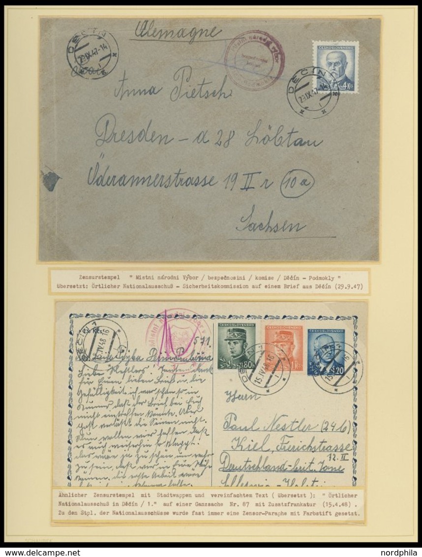 TSCHECHOSLOWAKEI Brief,o,*, **, 1940-48, interessante Sammlung mit 27 Bedarfsbelegen, dabei Feldpost, Zensurbelege, dazu