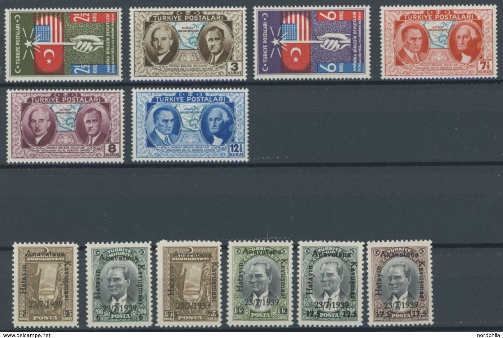 TÜRKEI 1029-58 **, 1938/9, 5 Postfrische Prachtsätze, Mi. 109.- - Other & Unclassified