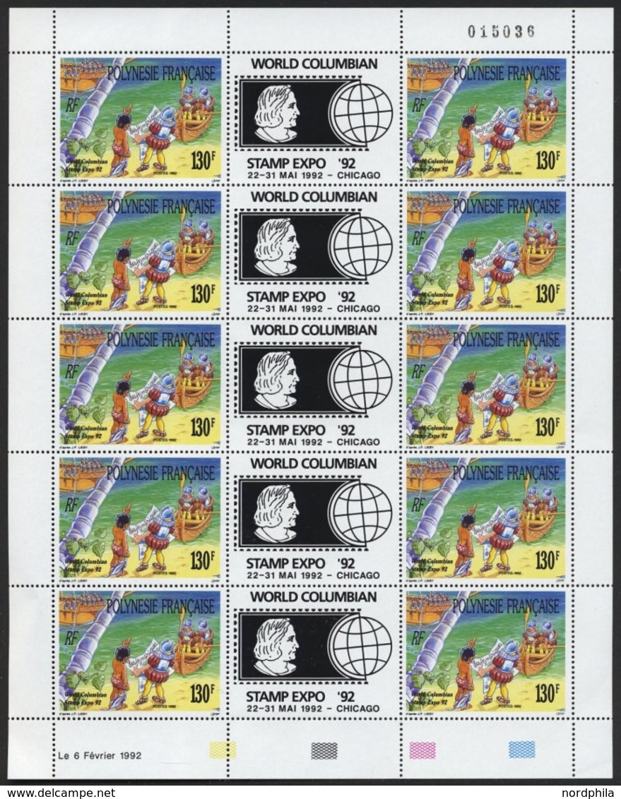 FRANZÖSISCH-POLYNESIEN 609/10KB **, 1992, Weltgesundheitstage U.World Columbian Stamp Expo, Je Im Kleinbogen (10), Prach - Unused Stamps