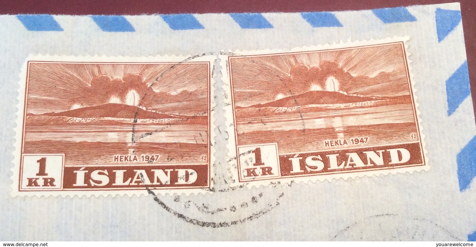 Iceland 1948 HEKLA VOLCANO On 1951 Air Mail Cover > Schweiz (Island Islande Brief Lettre - Briefe U. Dokumente