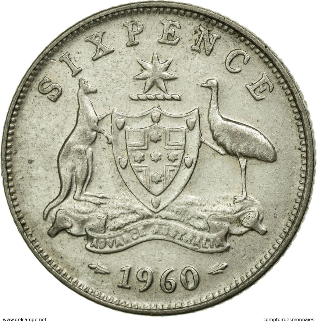 Monnaie, Australie, Elizabeth II, Sixpence, 1960, Melbourne, TTB, Argent, KM:58 - Sixpence