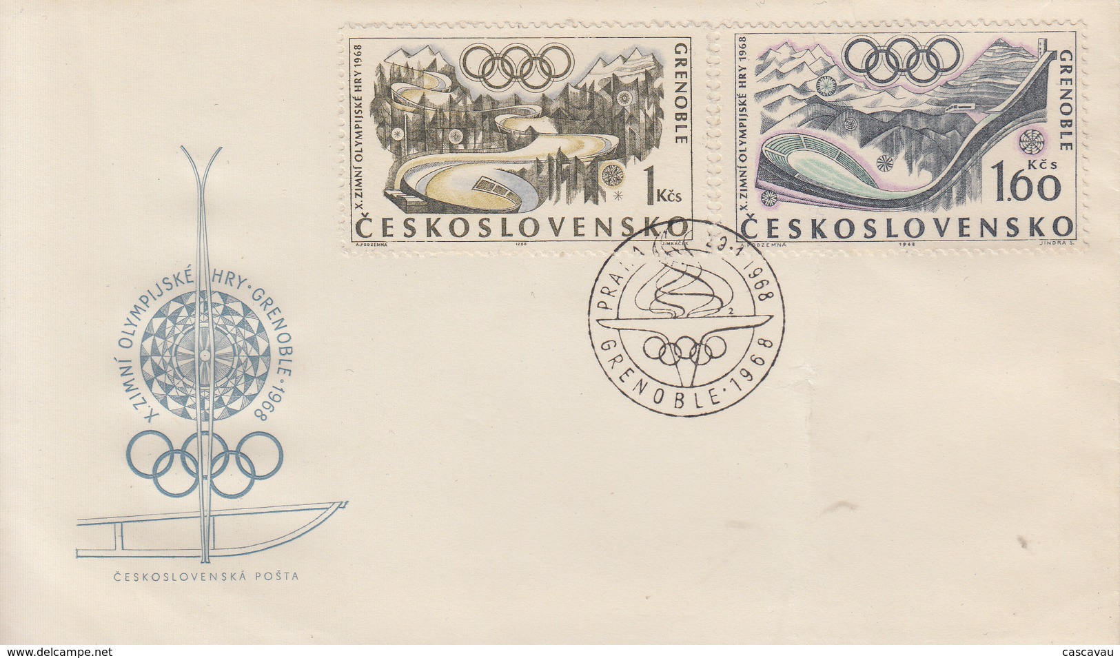 Enveloppe  FDC  1er  Jour  TCHECOSLOVAQUIE   Jeux  Olympiques    GRENOBLE   1968 - Winter 1968: Grenoble