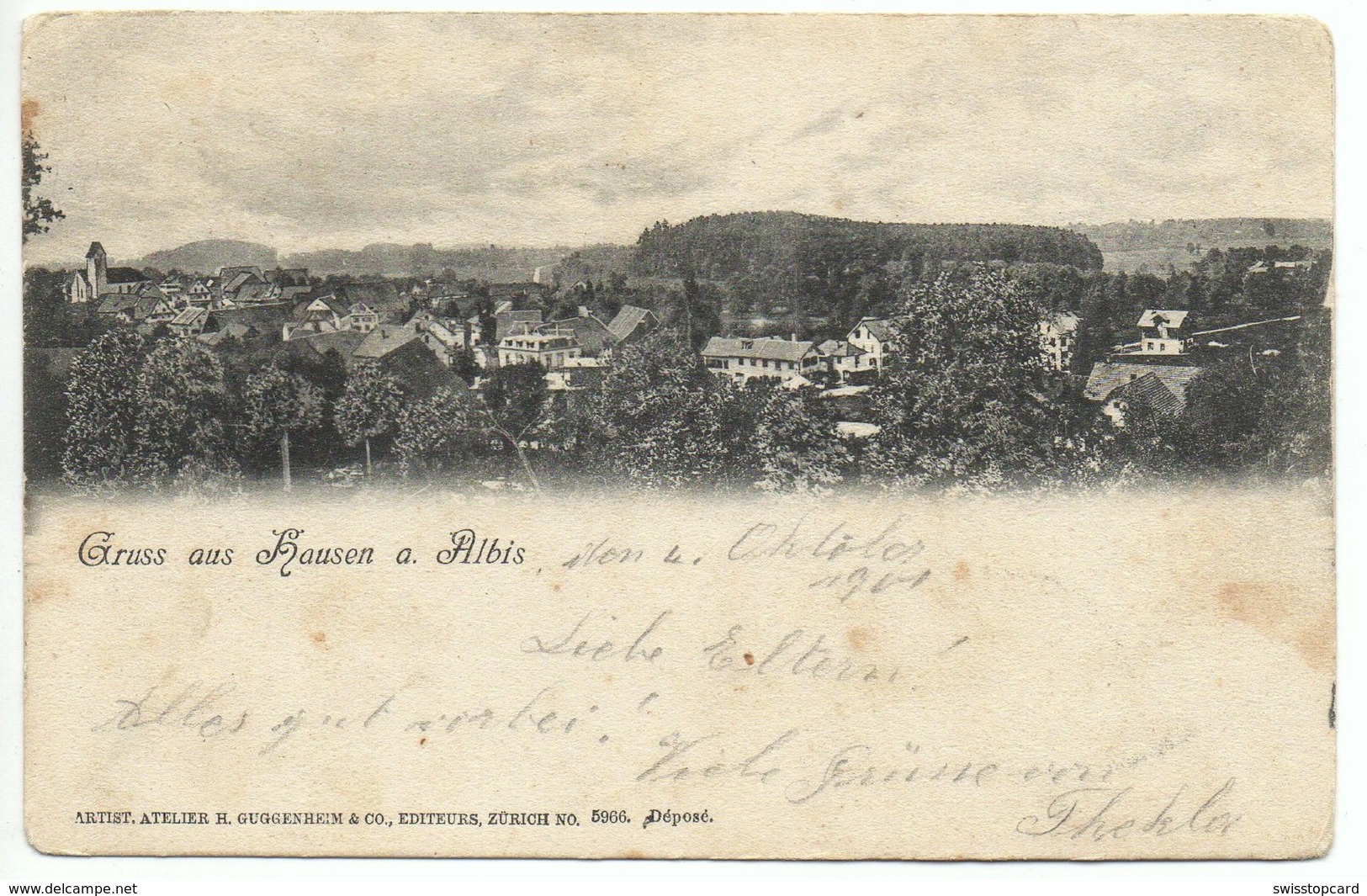 Gruss Aus HAUSEN A. ALBIS Guggenheim No. 5966 Gel. 1901 N. Zürich - Hausen Am Albis 