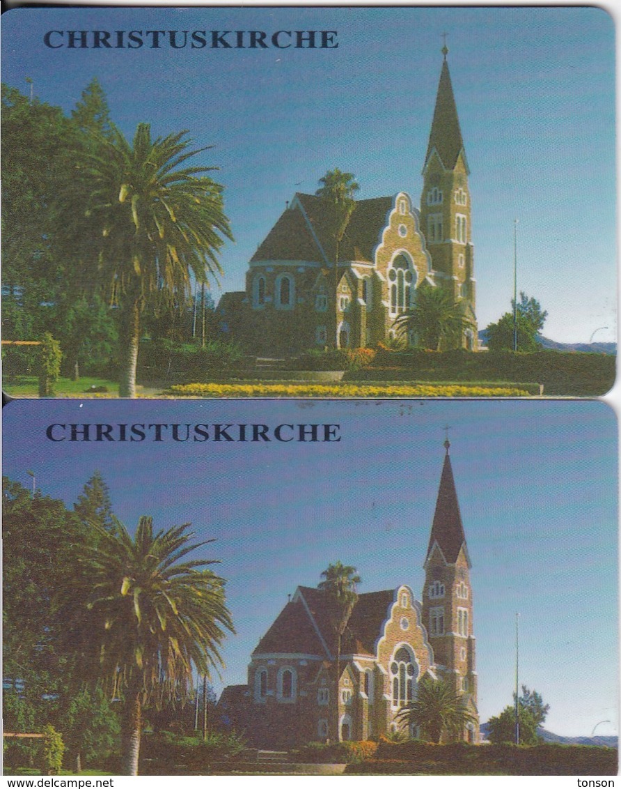 Namibia, NMB-021 And 021a, Christuskirche,  2 Cards, Different Chip, 2 Scans.  ( SIE 30 And 31) - Namibië