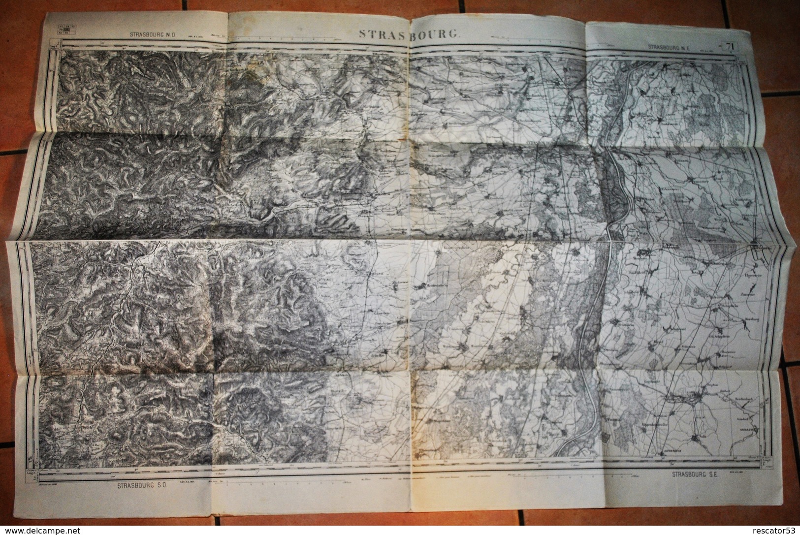 Rare Carte état Major Région De Strasbourg 100% Originale Révisée En 1901 - Mapas Topográficas