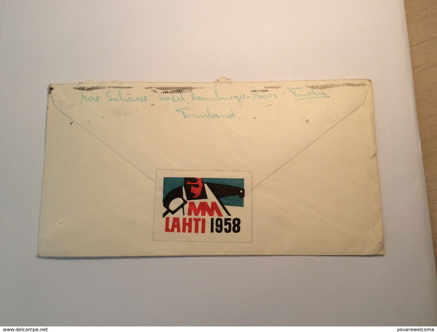 Finland 1958 FIS SKI WORLD CHAMPIONSHIP LAHTI 493-494 Cover TURKU>SCHWEIZ (Brief Sport Advertising Label Finlande Lettre - Storia Postale