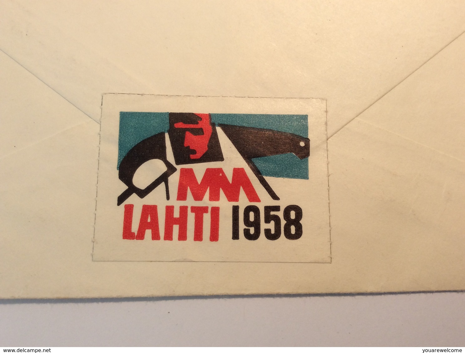 Finland 1958 FIS SKI WORLD CHAMPIONSHIP LAHTI 493-494 Cover TURKU>SCHWEIZ (Brief Sport Advertising Label Finlande Lettre - Cartas & Documentos