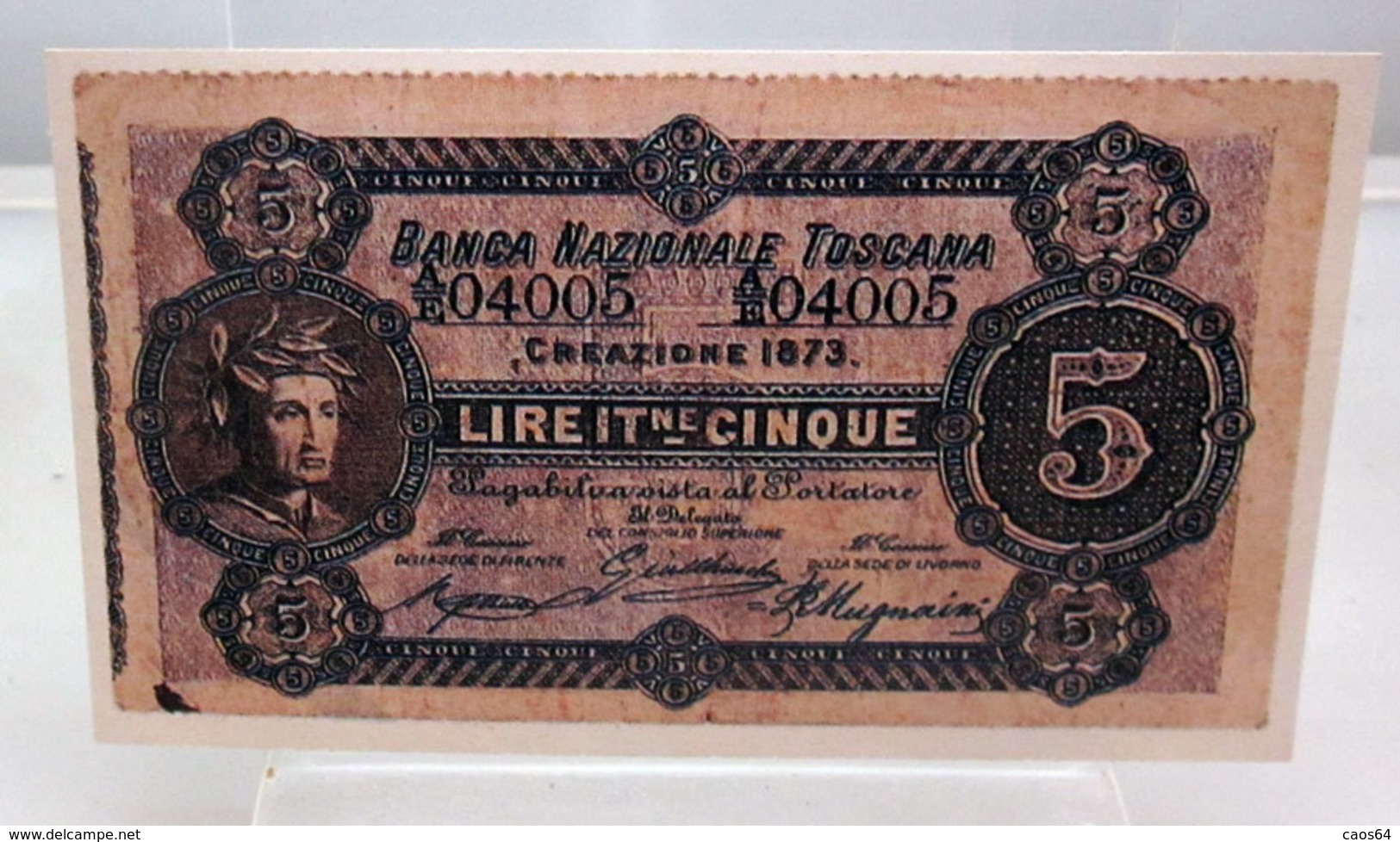 MINI BANCONOTA FAC-SIMILE LIRE CINQUE - Specimen